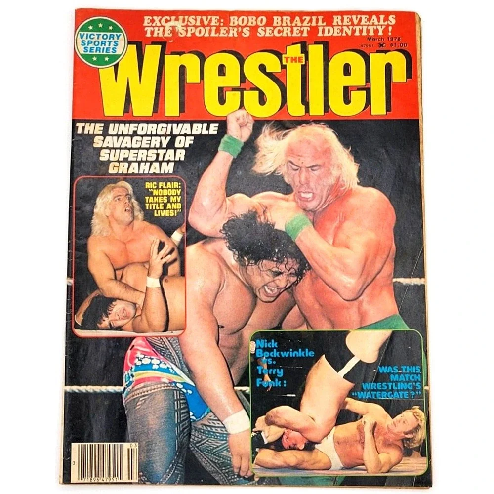THE WRESTLER MARCH 1978 RIC FLAIR NICK BOCKWINKLE TERRY‎ FUNK BOB BRAZIL